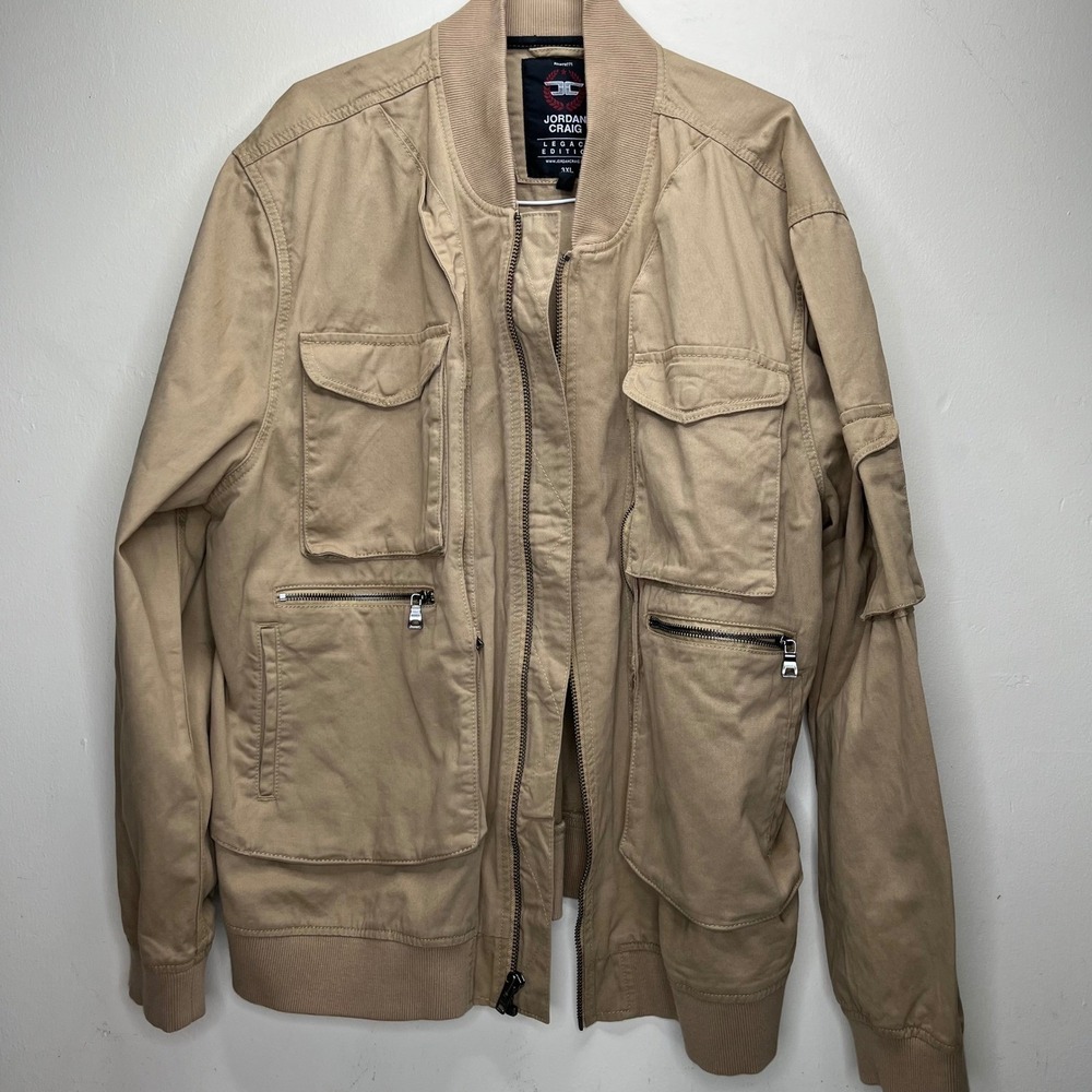 Jordan Craig Legacy Edition Mens 3XL Khaki Utility Cargo Bomber Jacket Y2K